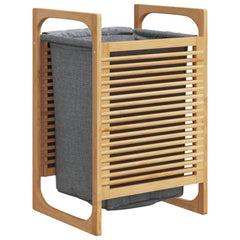 vidaXL Laundry Basket with Grey Bag 32x30x36.5 cm Bamboo 6