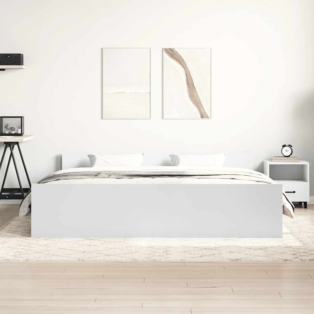 Bed Frame without Mattress 200x200 cm White