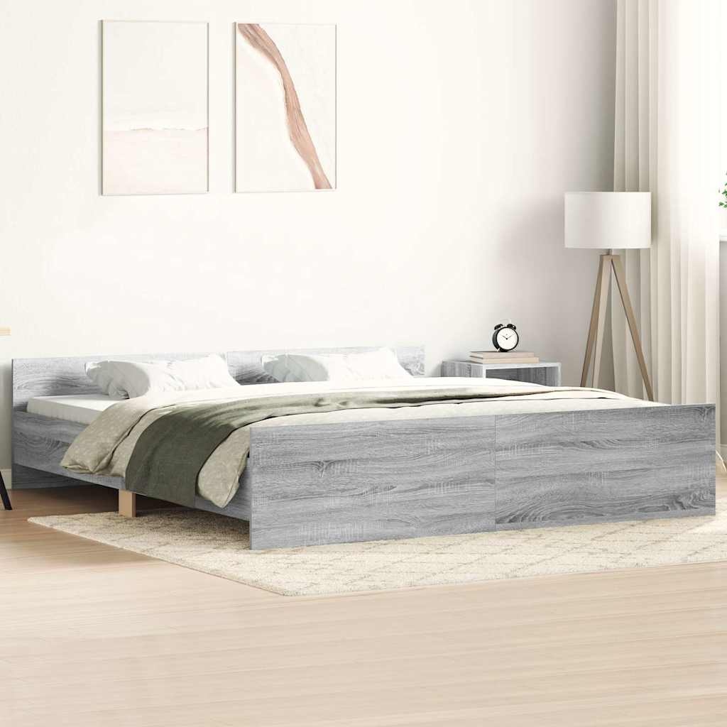 Bed Frame without Mattress 200x200 cm Grey sonoma