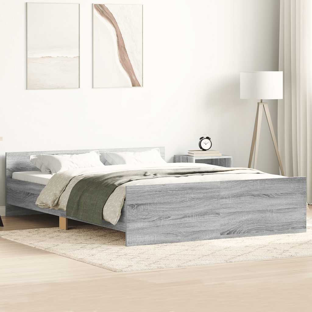 Bed Frame without Mattress 140x200 cm Grey sonoma