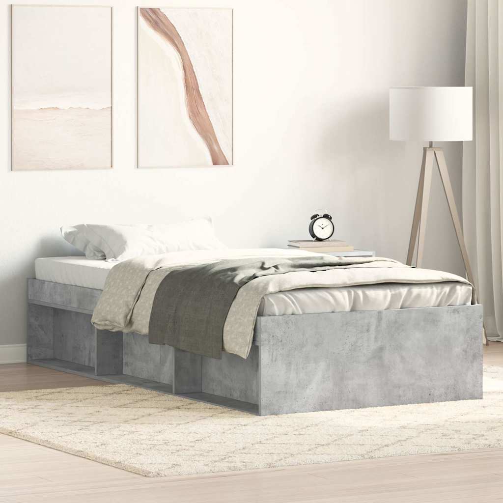 Bed Frame without Mattress 75x190 cm Small Single Concrete grey