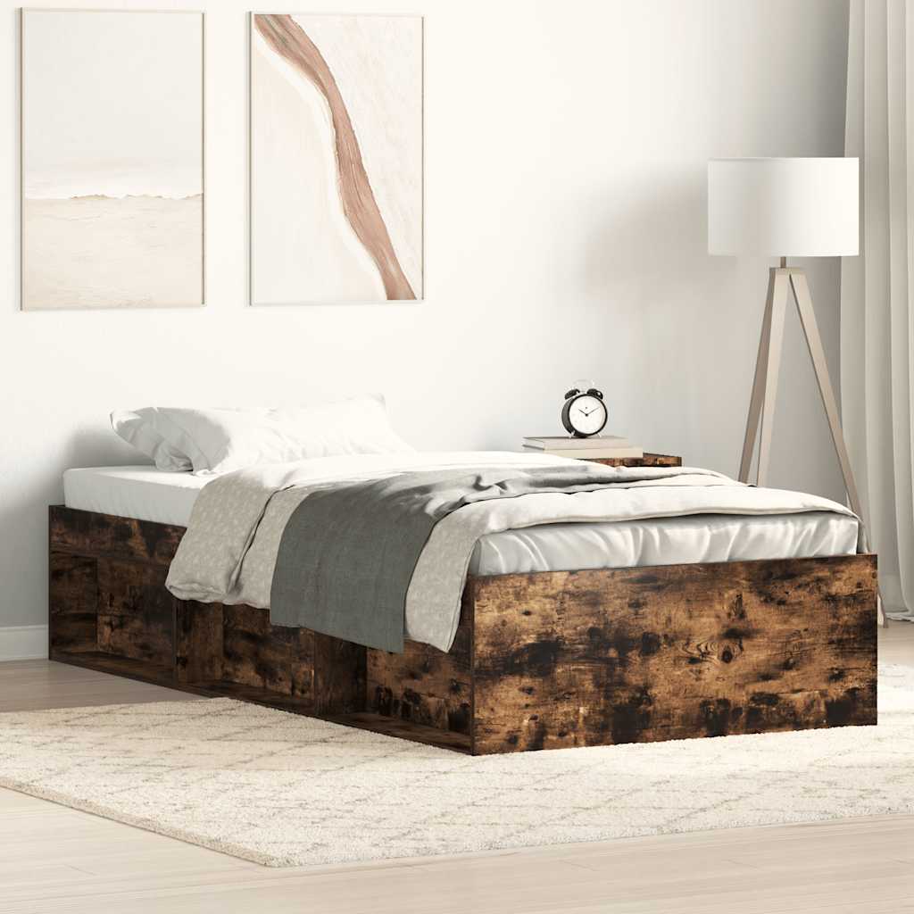 Bed Frame without Mattress 75x190 cm Small Single Smoked oak