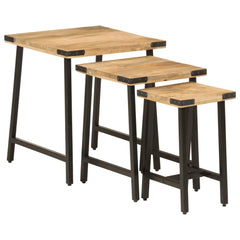 vidaXL Nesting Coffee Tables 3 pcs Solid Wood Mango and Iron 2