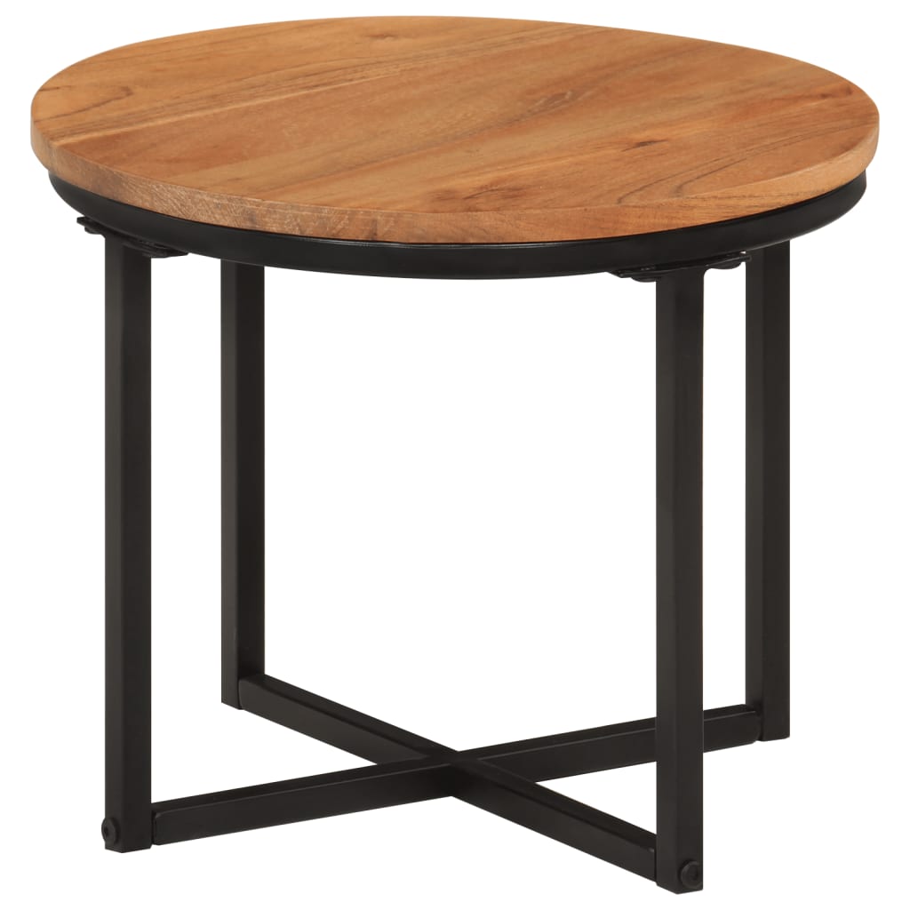 Coffee Table Solid Wood Acacia and Iron 35 x 35 x 30 cm