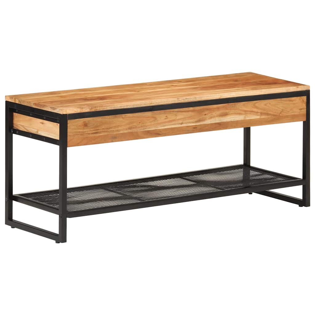 vidaXL Shoe Bench 110x35x45 cm Solid Wood Acacia and Iron 1