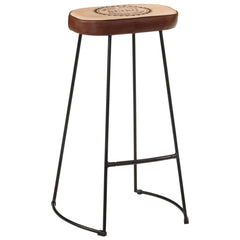 Bar Stools 2 pcs Dark Brown Leather and Canvas 44 cm 78 cm 37.5 cm