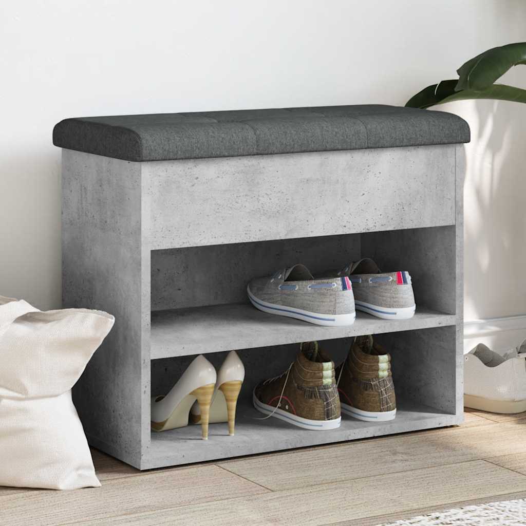 vidaXL Shoe Bench Concrete Grey 62x32x50 cm Engineered Wood 1