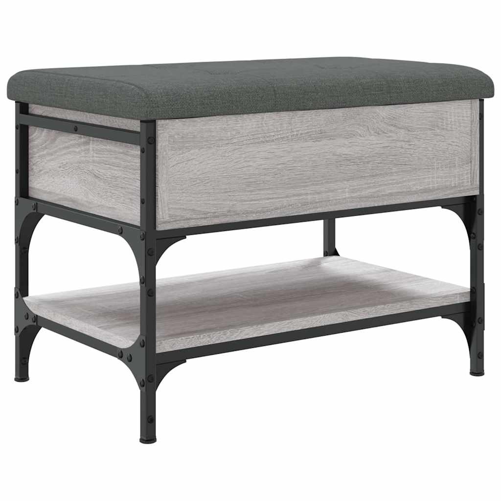 vidaXL Shoe Bench Grey Sonoma 62x42x45 cm Engineered Wood 2