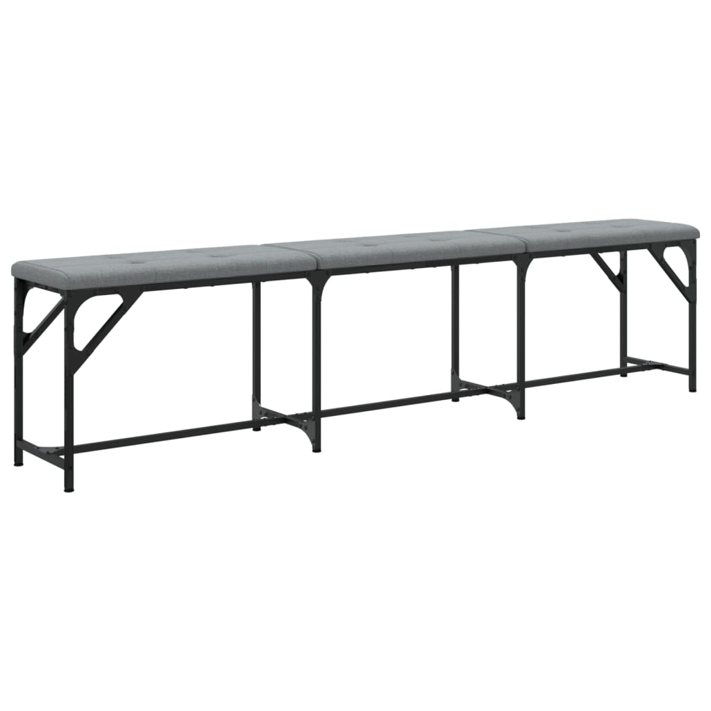 Dining Bench Steel and Fabric Light grey 186 x 32 x 45 cm