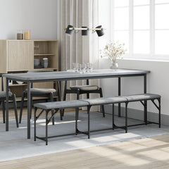 vidaXL Dining Bench Light Grey 186x32x45 cm Steel and Fabric 3