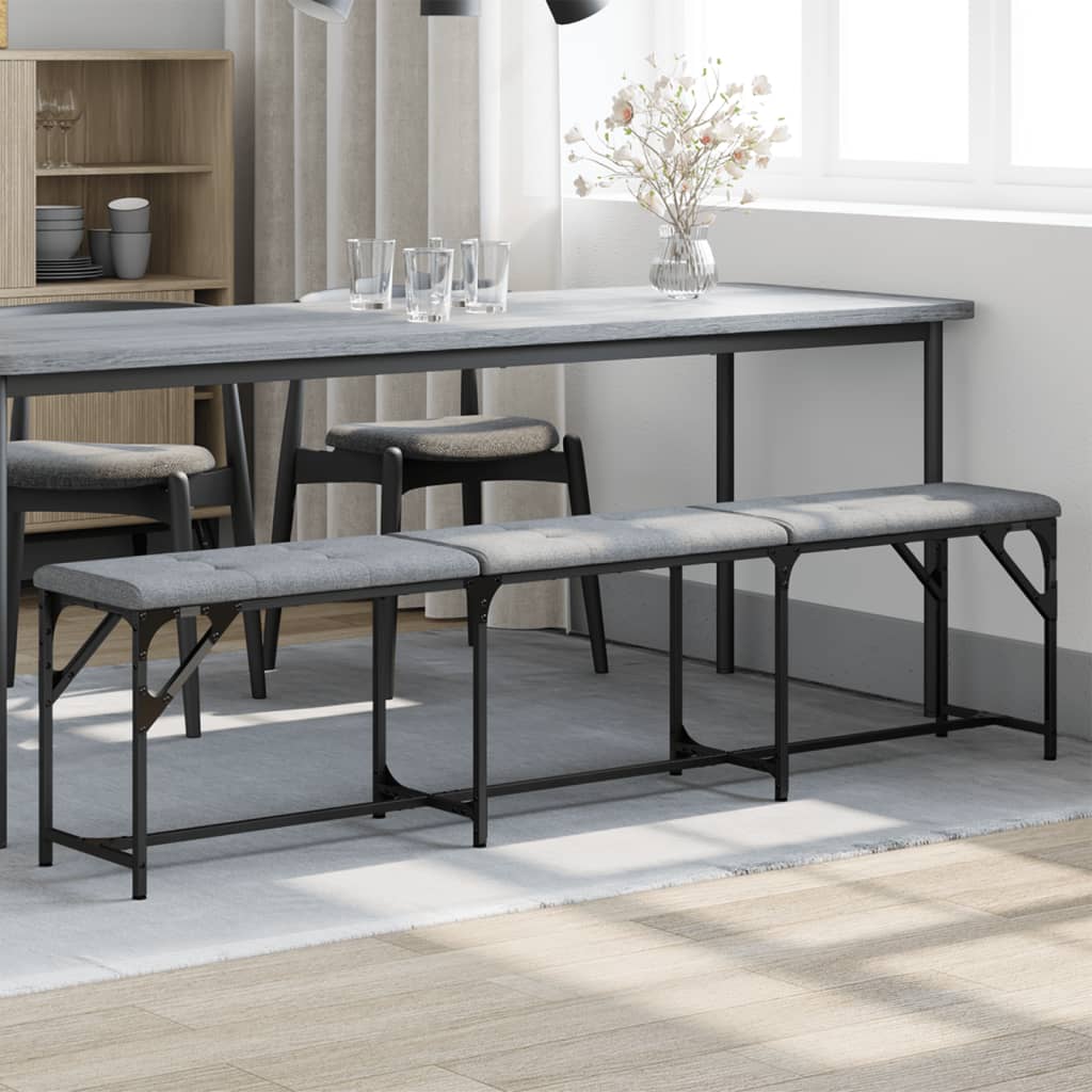 Dining Bench Steel and Fabric Light grey 186 x 32 x 45 cm