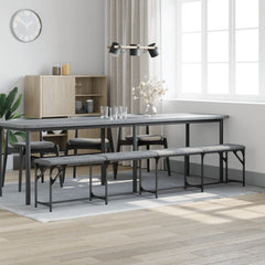 Dining Bench Steel and Fabric Light grey 248 x 32 x 45 cm