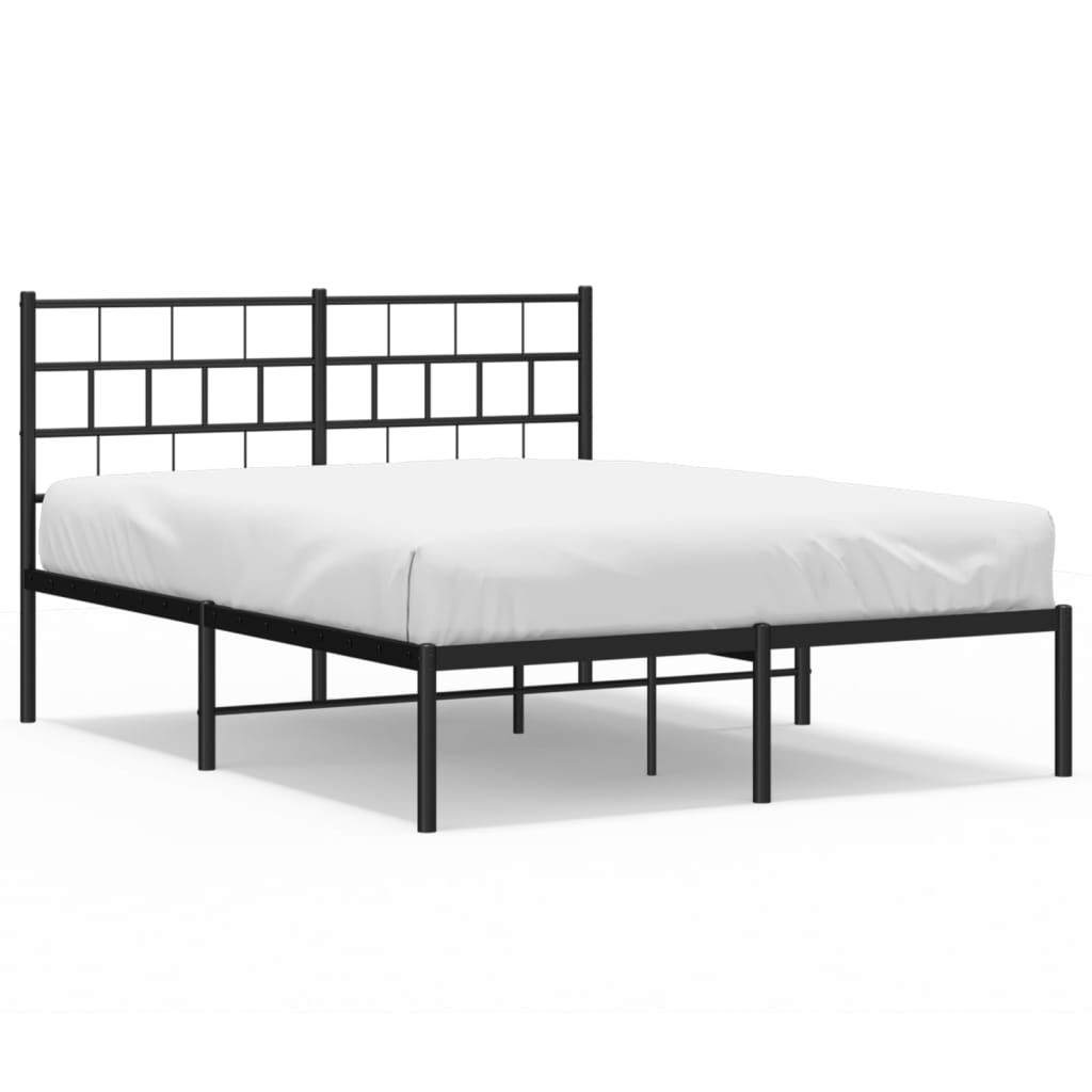 vidaXL Metal Bed Frame without Mattress with Headboard Black 120x200cm 2