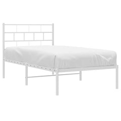 vidaXL Metal Bed Frame without Mattress with Headboard White 107x203cm 3