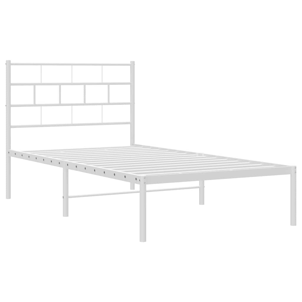 vidaXL Metal Bed Frame without Mattress with Headboard White 107x203cm 4