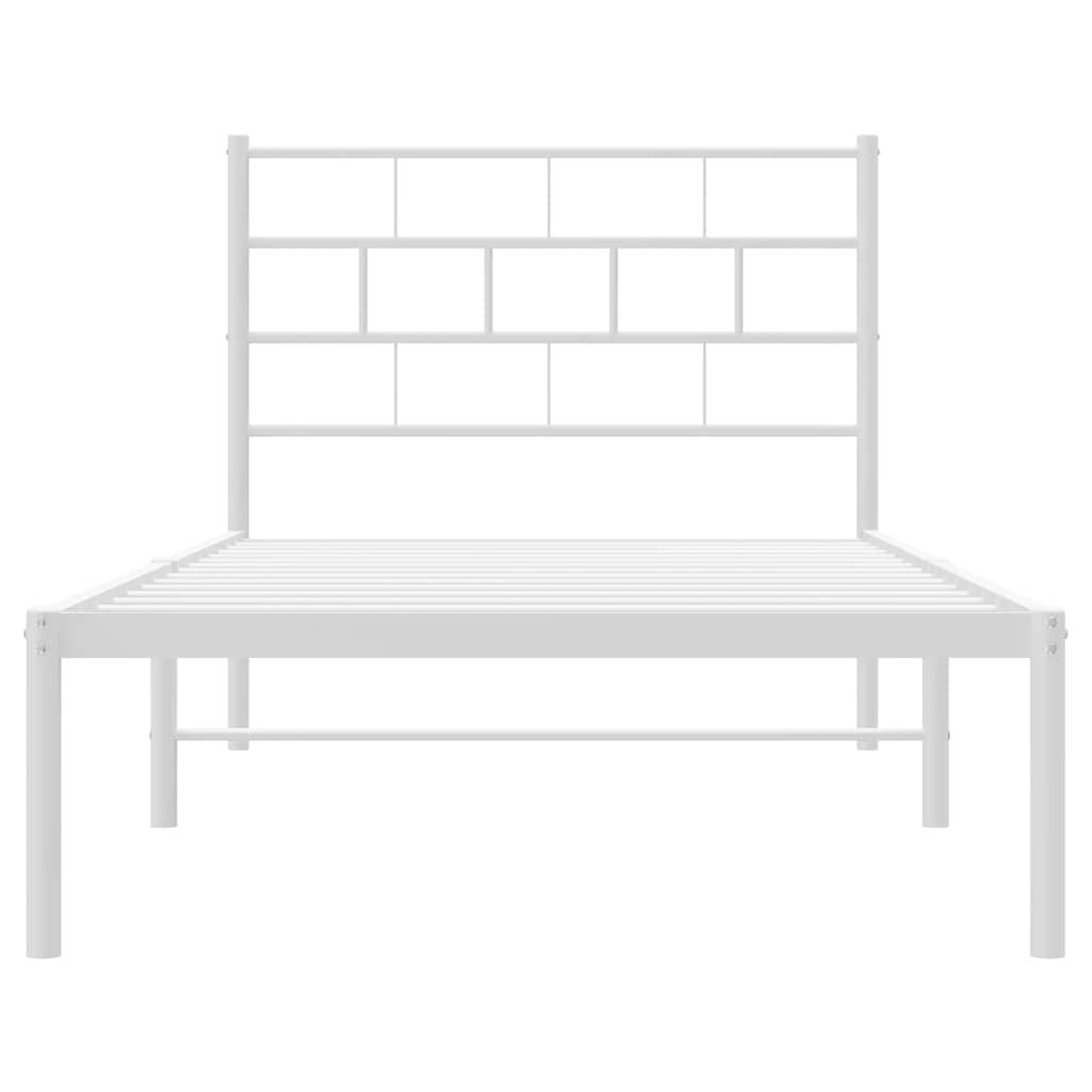 vidaXL Metal Bed Frame without Mattress with Headboard White 107x203cm 5