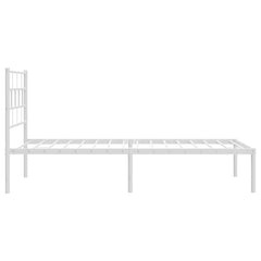 vidaXL Metal Bed Frame without Mattress with Headboard White 107x203cm 6