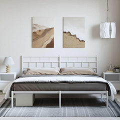 vidaXL Metal Bed Frame | White | Powder-Coated Steel | Double | Metal Bed Frame 4