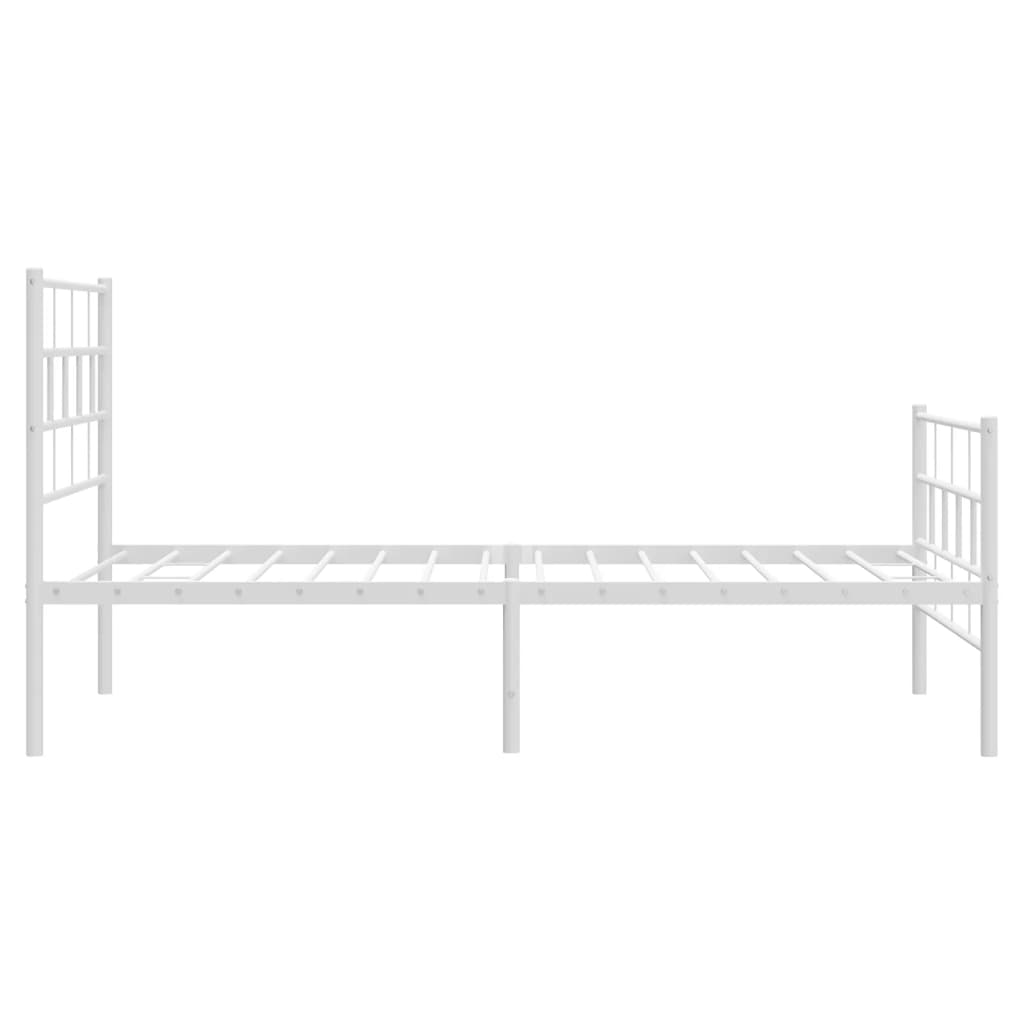 vidaXL Metal Bed Frame without Mattress with Footboard White 90x200cm 6