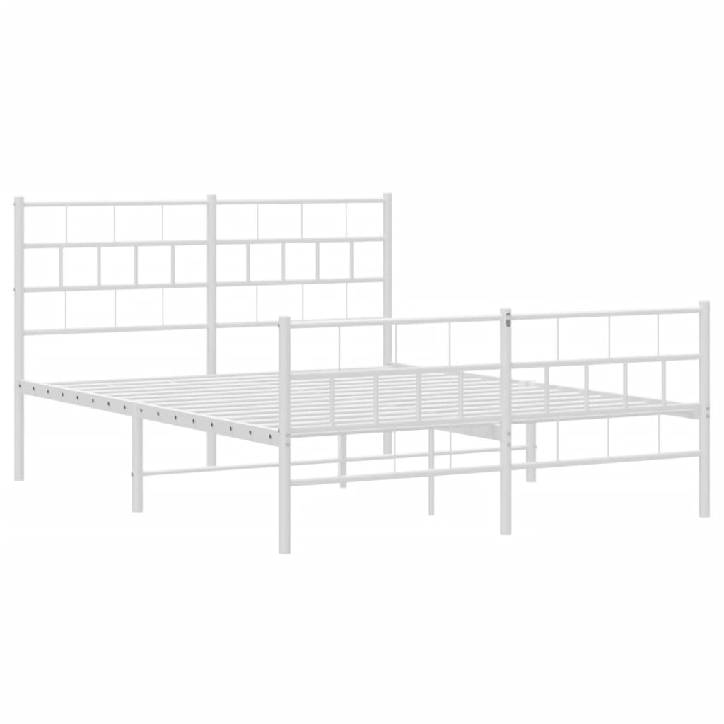 vidaXL Metal Bed Frame without Mattress with Footboard White 140x190cm 4