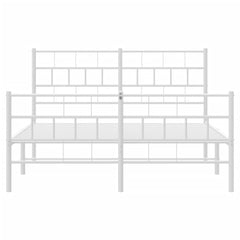 vidaXL Metal Bed Frame without Mattress with Footboard White 140x190cm 5