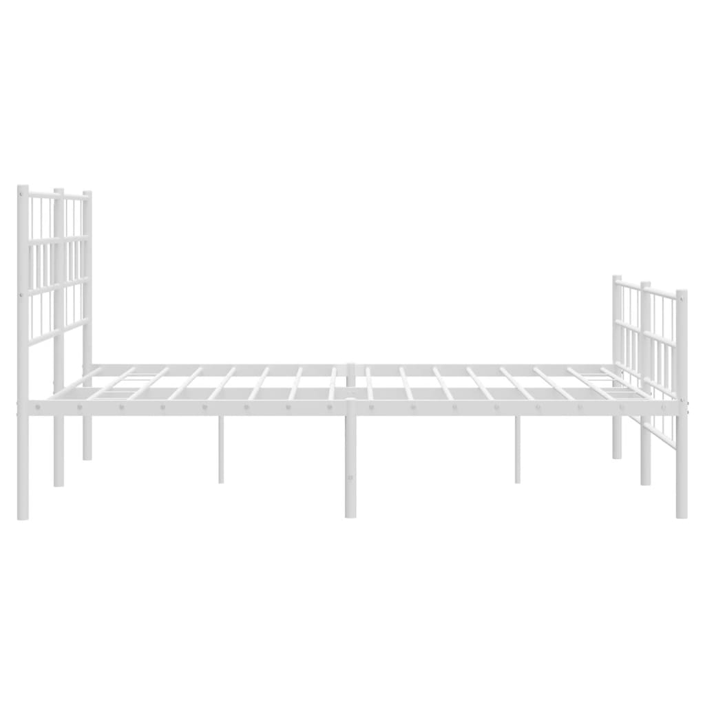 vidaXL Metal Bed Frame without Mattress with Footboard White 140x190cm 6