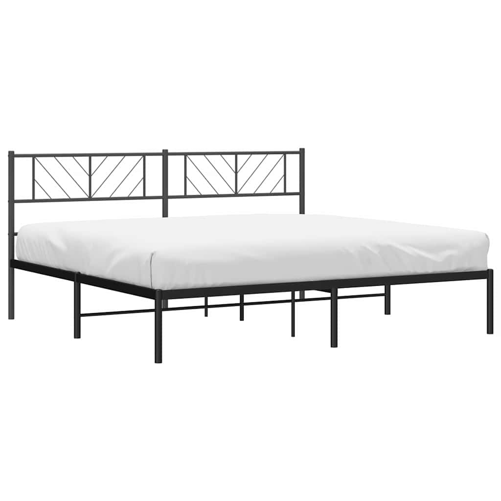 vidaXL Metal Bed Frame without Mattress with Headboard Black 193x203cm 4