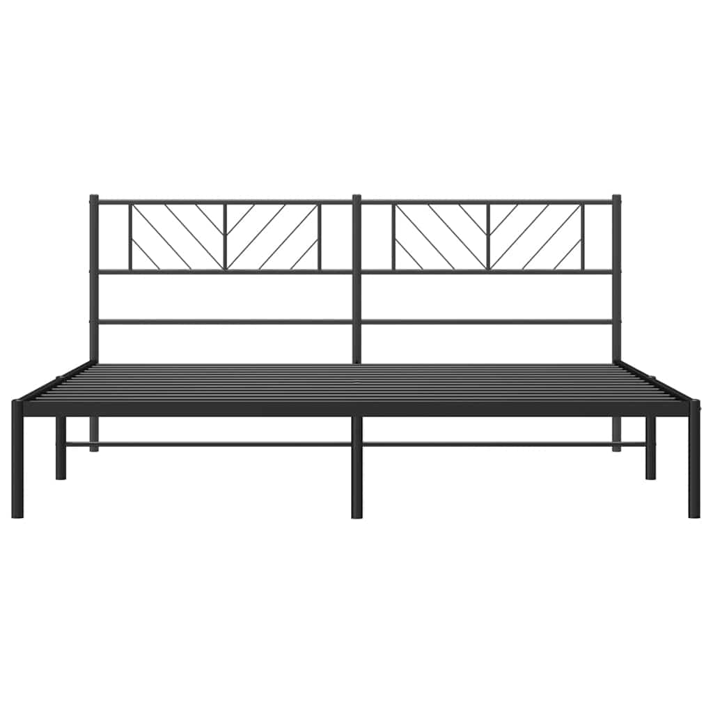 vidaXL Metal Bed Frame without Mattress with Headboard Black 193x203cm 6