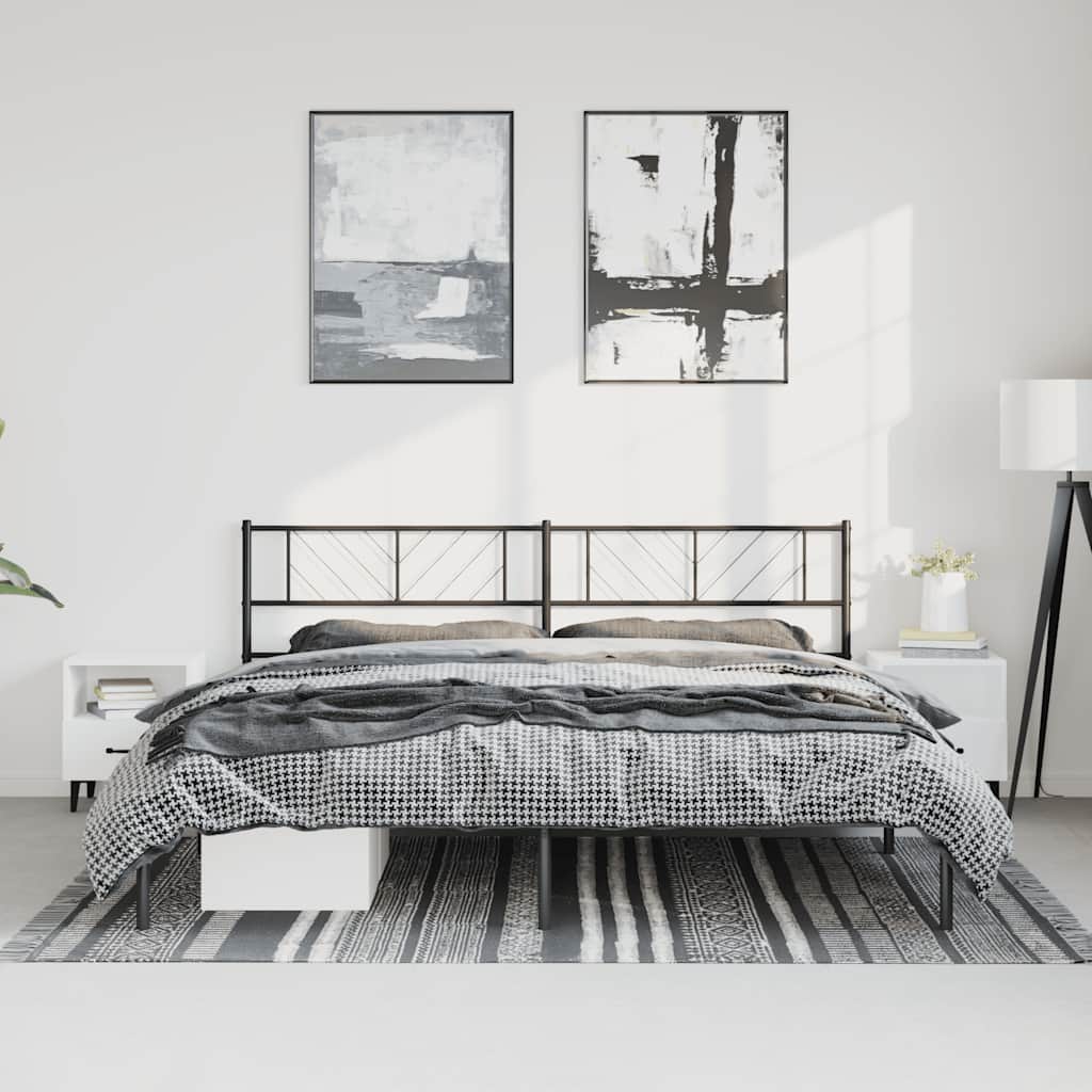 vidaXL Metal Bed Frame without Mattress with Headboard Black 193x203cm 1