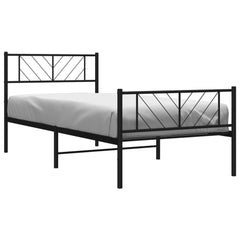 vidaXL Metal Bed Frame without Mattress with Footboard Black 80x200cm 3