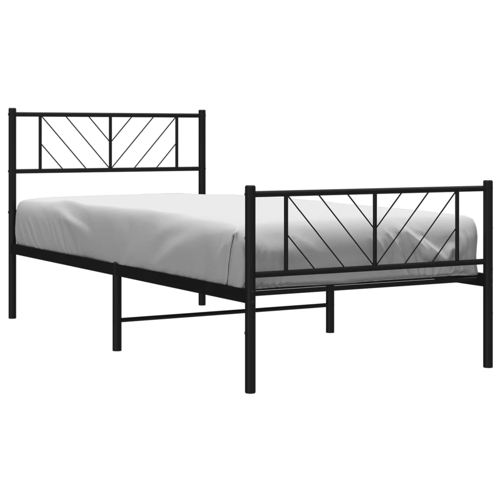 vidaXL Metal Bed Frame without Mattress with Footboard Black 80x200cm 3