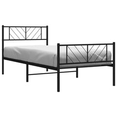 vidaXL Metal Bed Frame without Mattress with Footboard Black 90x190cm 3