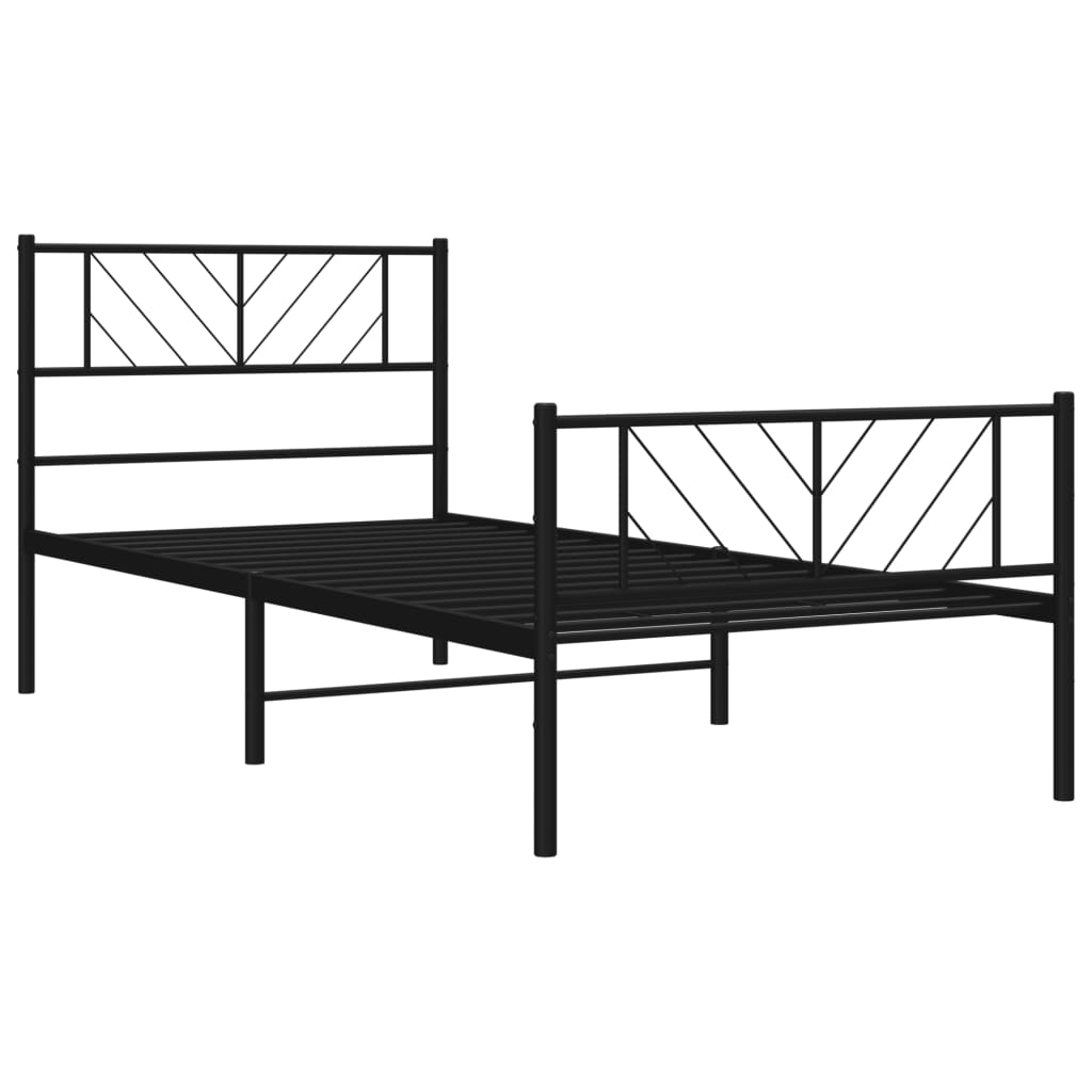 vidaXL Metal Bed Frame without Mattress with Footboard Black 90x190cm 4