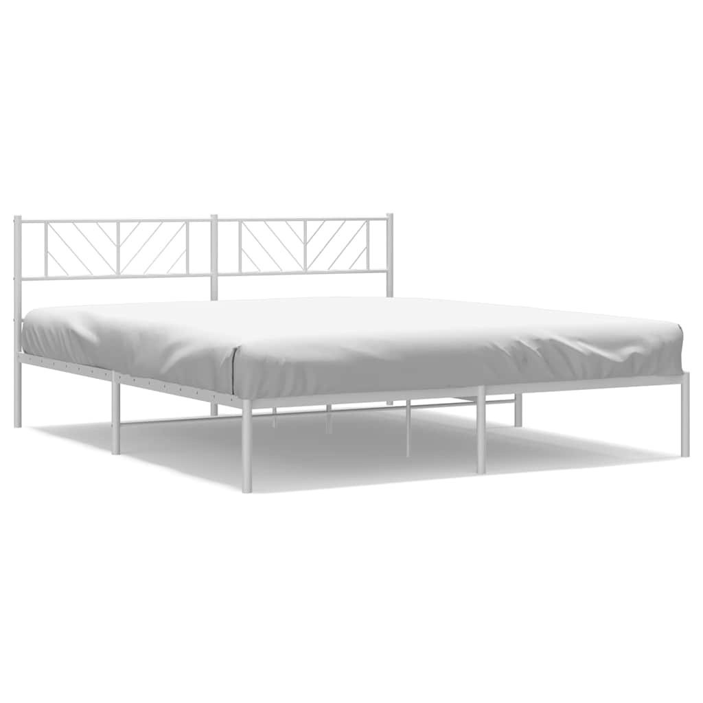 vidaXL Metal Bed Frame without Mattress with Headboard White 183x213cm 2