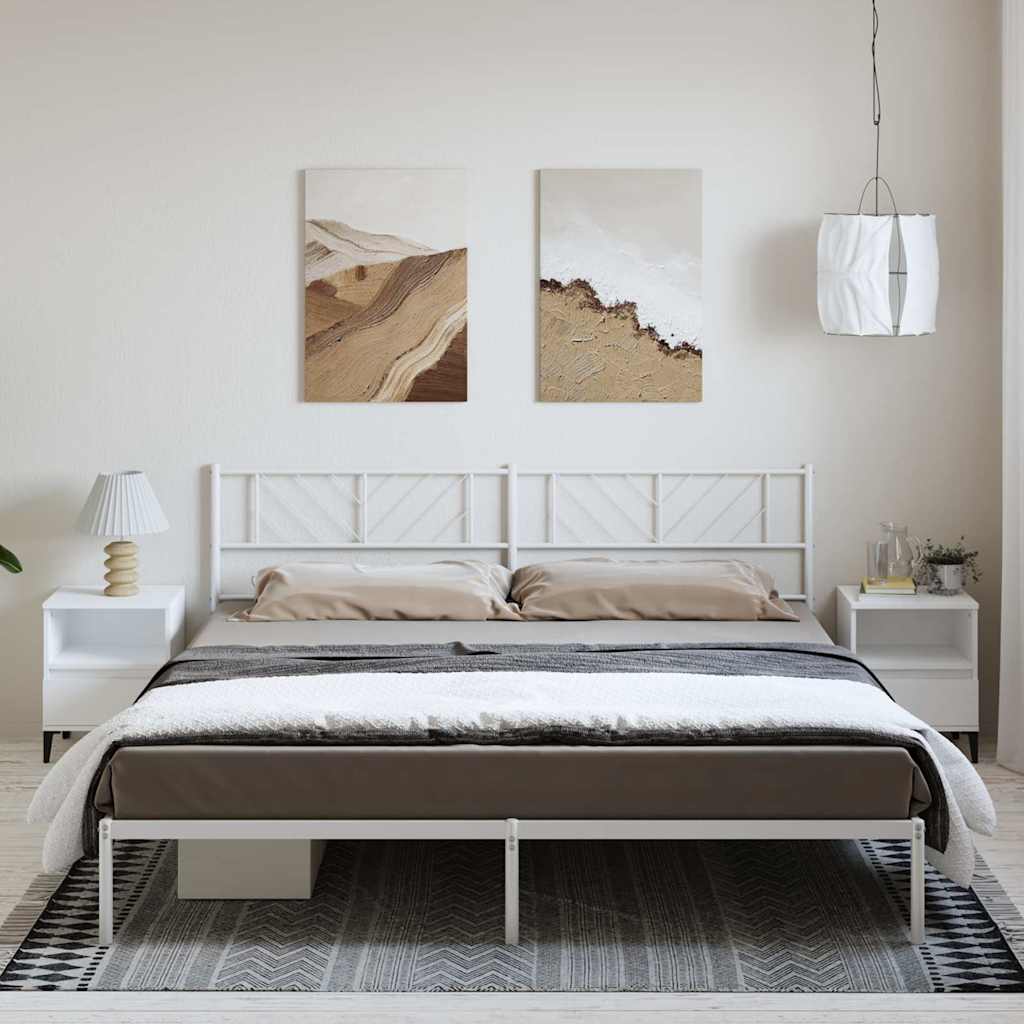 vidaXL Metal Bed Frame without Mattress with Headboard White 183x213cm 1