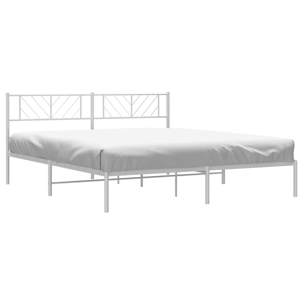 vidaXL Metal Bed Frame without Mattress with Headboard White 193x203cm 4