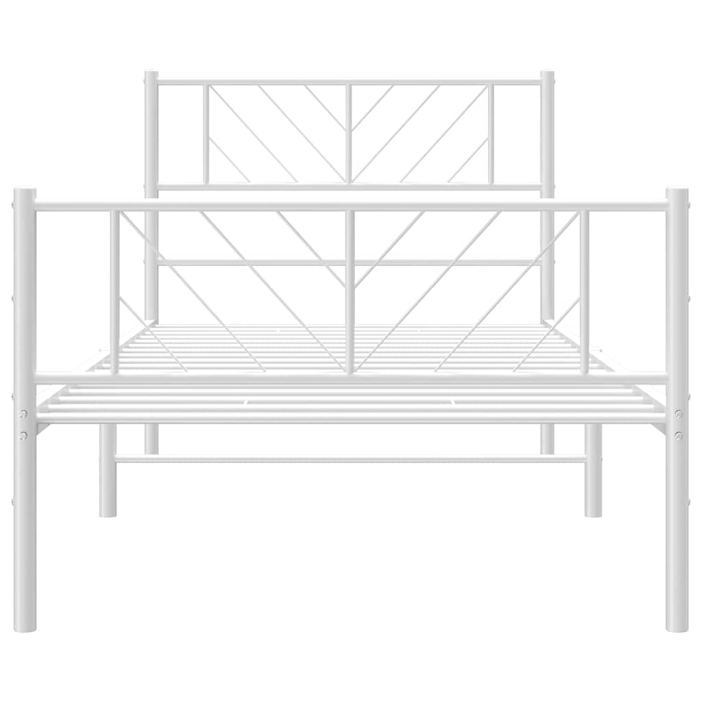 vidaXL Metal Bed Frame without Mattress with Footboard White 100x200cm 6