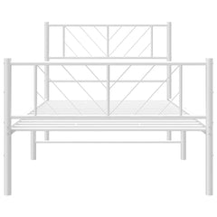 vidaXL Metal Bed Frame without Mattress with Footboard White 100x200cm 6