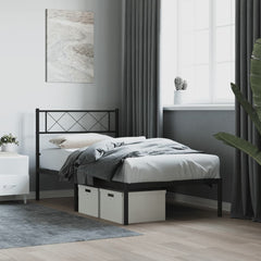vidaXL Metal Bed Frame without Mattress With headboard Black