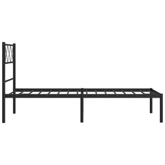 vidaXL Metal Bed Frame without Mattress with Headboard Black 90x190cm 6