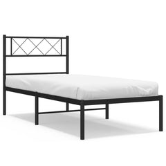 vidaXL Metal Bed Frame without Mattress with Headboard Black 90x200cm 2