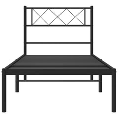 vidaXL Metal Bed Frame without Mattress with Headboard Black 90x200cm 4