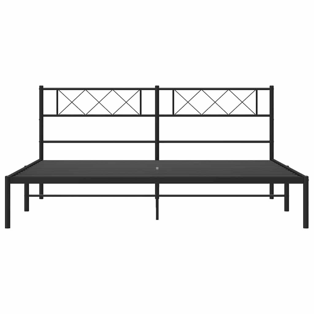 vidaXL Metal Bed Frame without Mattress with Headboard Black 183x213cm 5