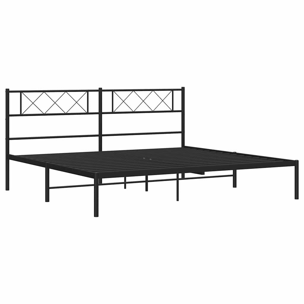 vidaXL Metal Bed Frame without Mattress with Headboard Black 183x213cm 6