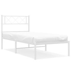 vidaXL Metal Bed Frame without Mattress with Headboard White 100x200cm 2