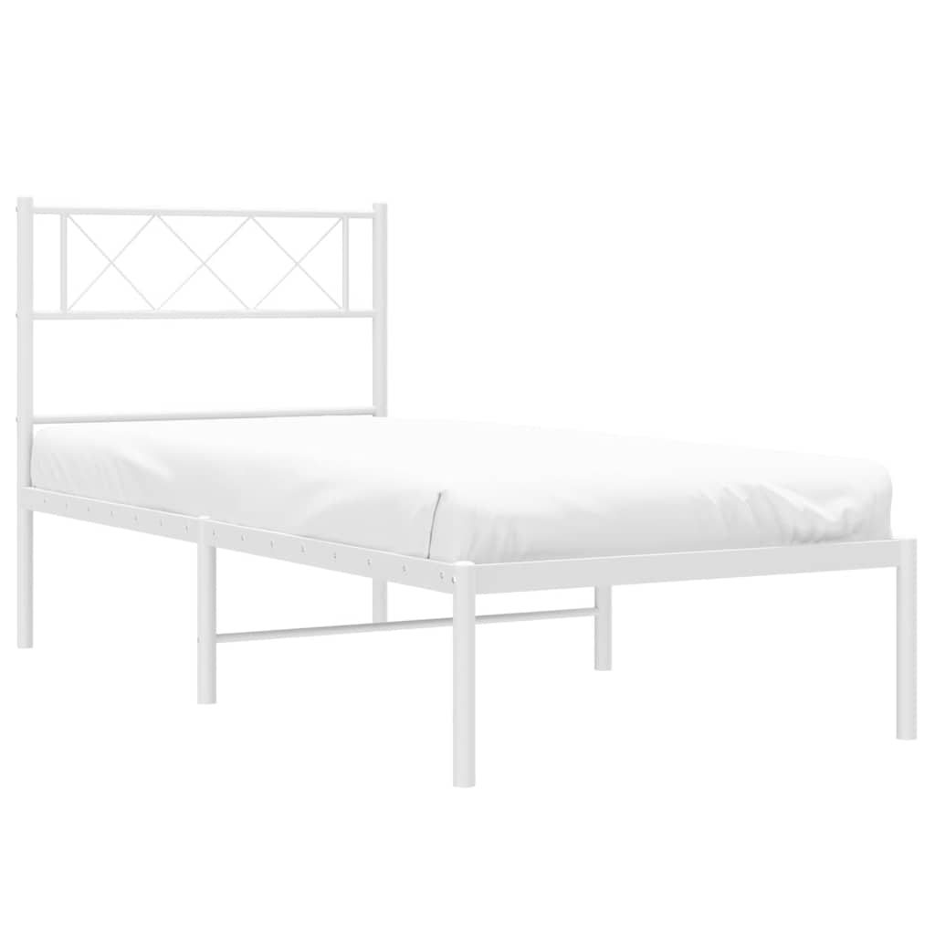 vidaXL Metal Bed Frame without Mattress with Headboard White 100x200cm 4