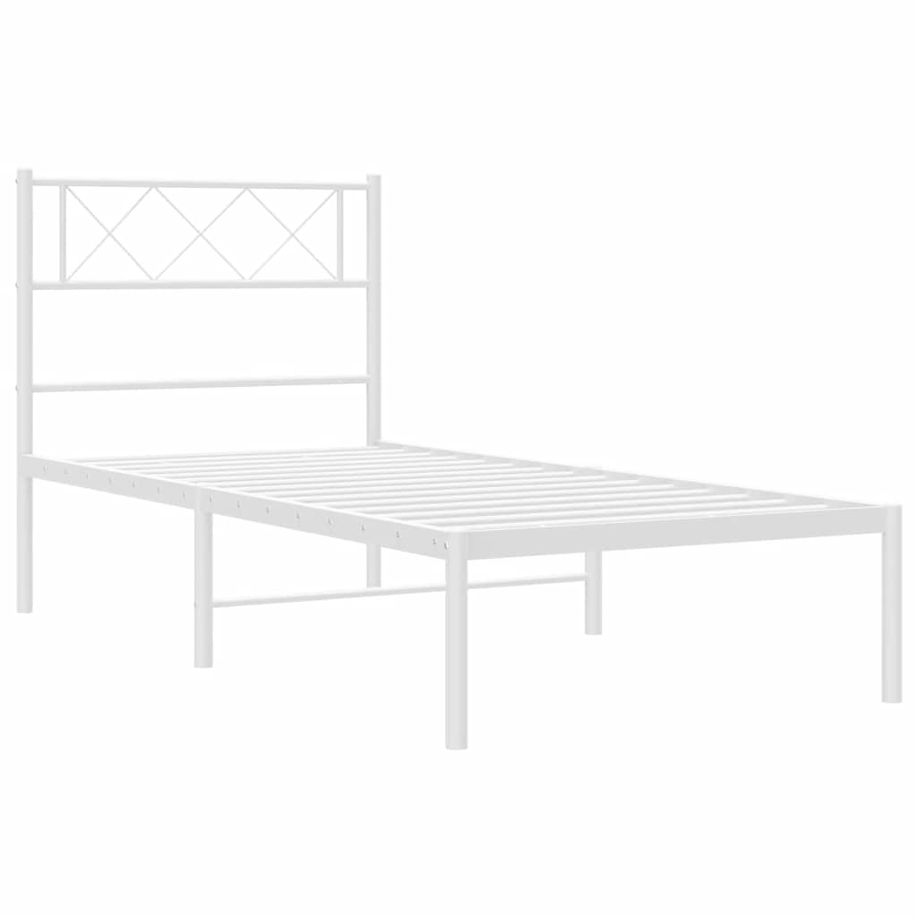 vidaXL Metal Bed Frame without Mattress with Headboard White 100x200cm 5