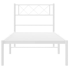 vidaXL Metal Bed Frame without Mattress with Headboard White 100x200cm 6