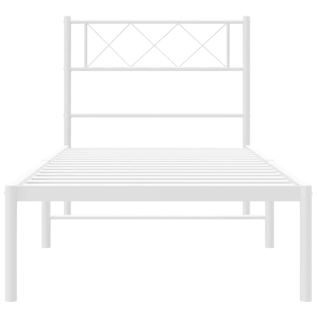 vidaXL Metal Bed Frame without Mattress with Headboard White 100x200cm 6