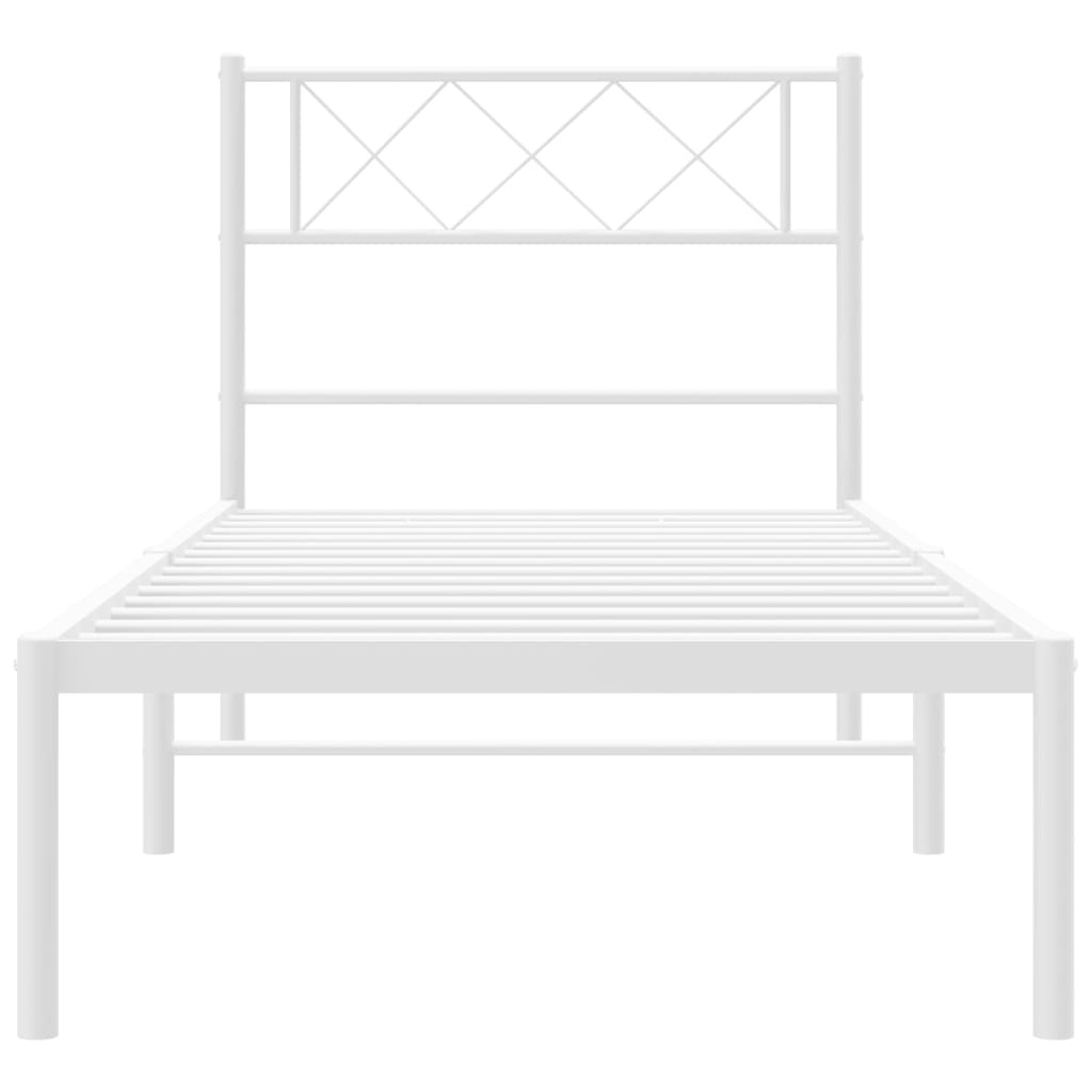 vidaXL Metal Bed Frame without Mattress with Headboard White 107x203cm 5
